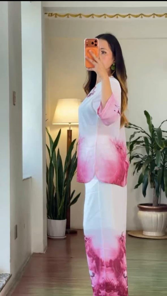 Festival Special Mul Cotton Printed Kurta Palazzo Co-ord Set – Floral Yoke Design
