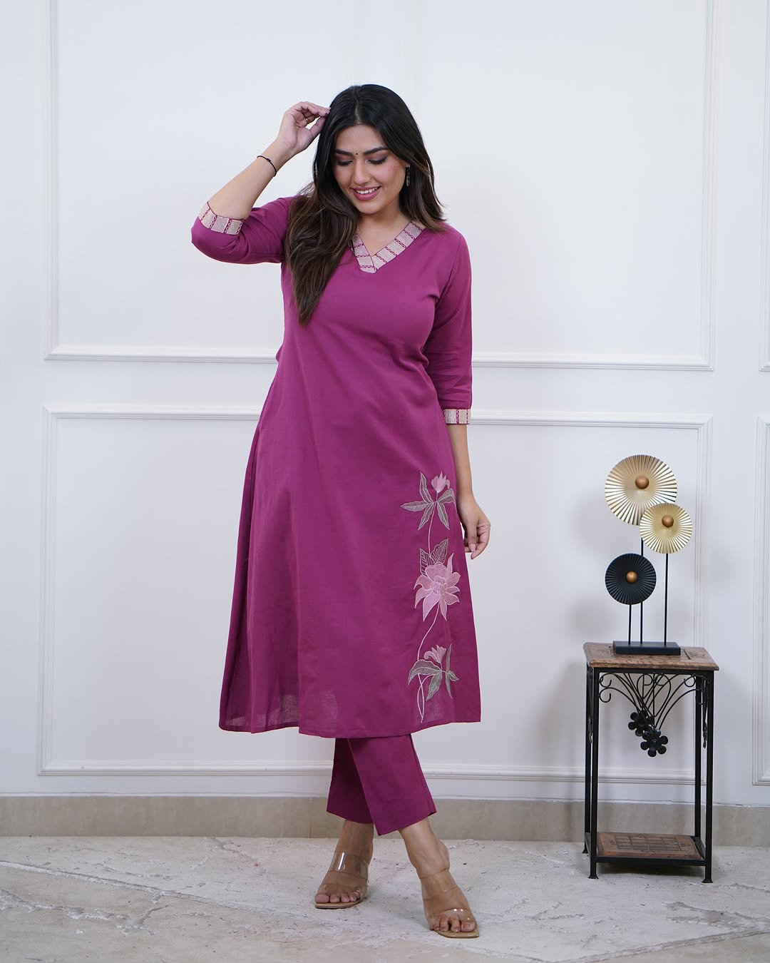 Premium Cotton 60×60 Embroidered Kurta Pant Set with Pockets – Office & Daily Wear