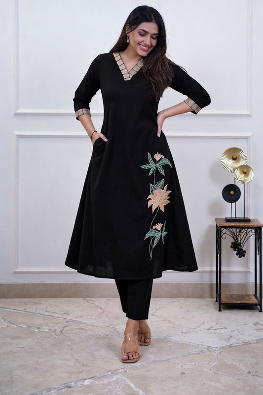 Premium Cotton 60×60 Embroidered Kurta Pant Set with Pockets – Office & Daily Wear