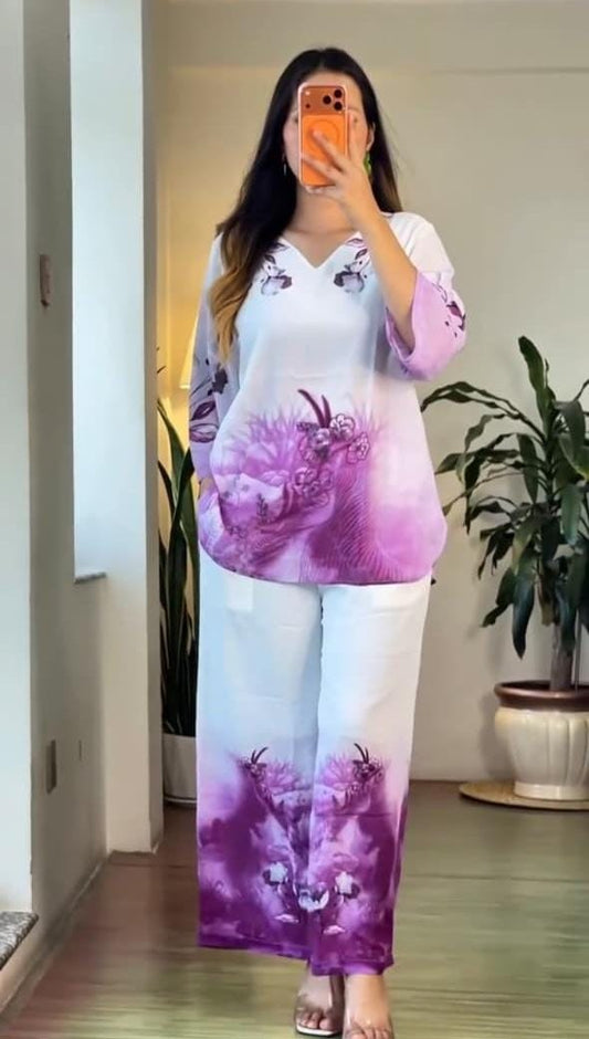 Festival Special Mul Cotton Printed Kurta Palazzo Co-ord Set – Floral Yoke Design