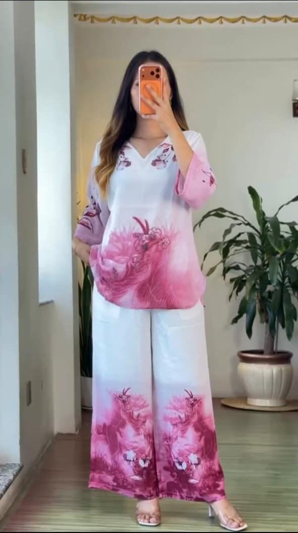 Festival Special Mul Cotton Printed Kurta Palazzo Co-ord Set – Floral Yoke Design