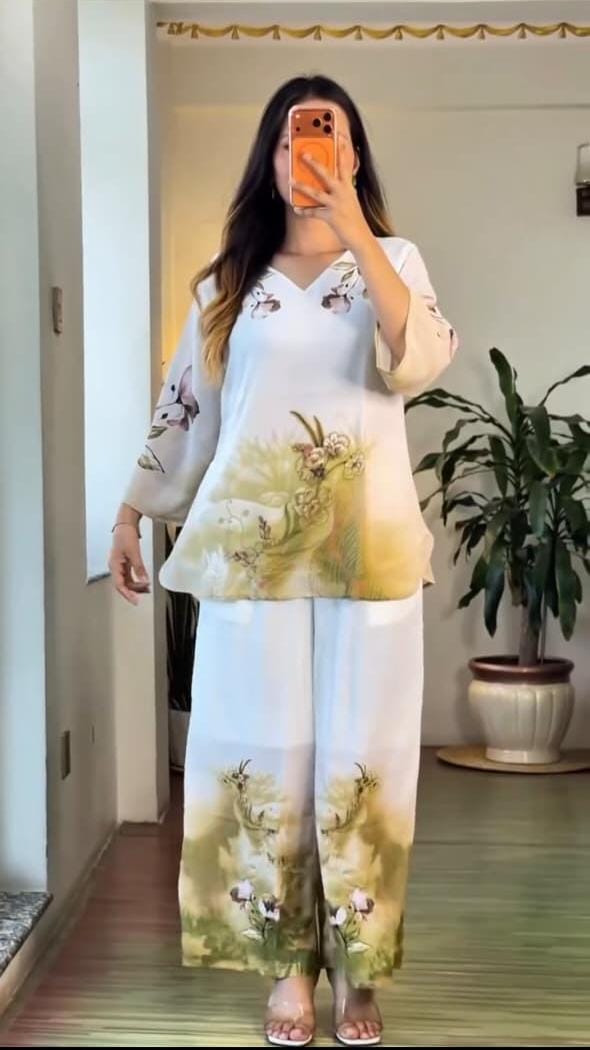 Festival Special Mul Cotton Printed Kurta Palazzo Co-ord Set – Floral Yoke Design