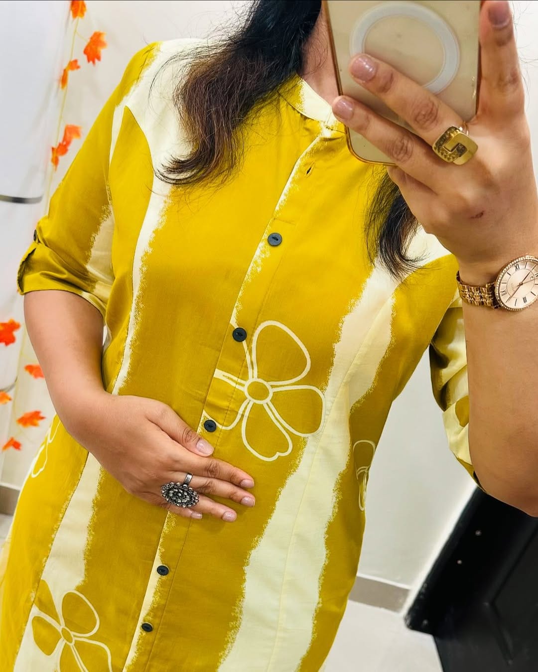 Premium Mustard Floral Print Pure Cotton Co-Ord Set for Women | A-Line Kurti & Palazzo Set