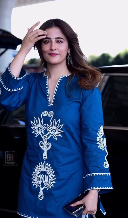Festive Special Pure Cotton 60/60 Aari Work Co-ord Set