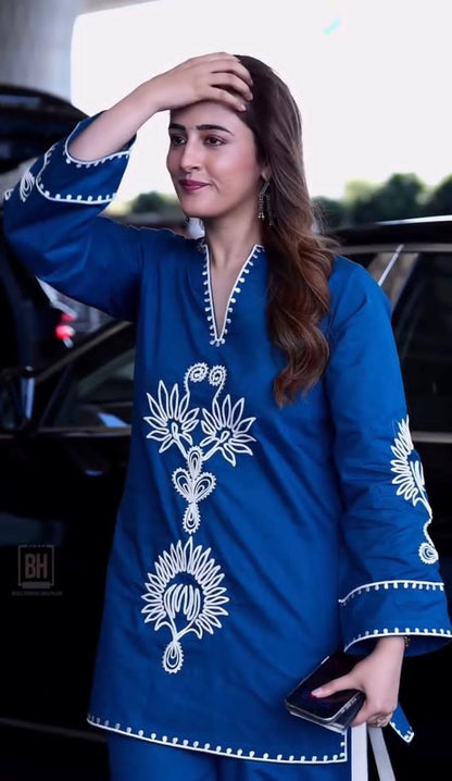 Festive Special Pure Cotton 60/60 Aari Work Co-ord Set