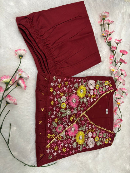 Premium Cotton 60×60 Embroidered Kurta Pant Set – Elegant Office & Daily Wear