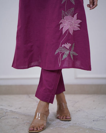 Premium Cotton 60×60 Embroidered Kurta Pant Set with Pockets – Office & Daily Wear