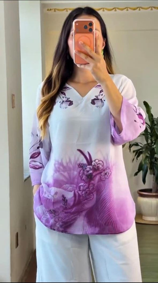 Festival Special Mul Cotton Printed Kurta Palazzo Co-ord Set – Floral Yoke Design