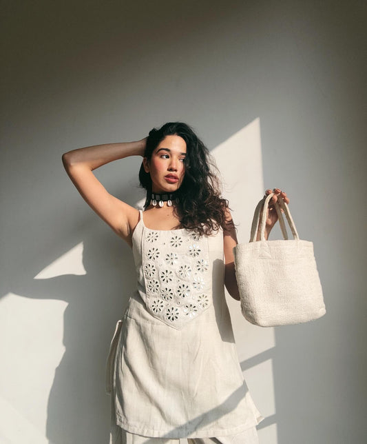 Women’s Premium Cotton Flex Sleeveless Kurta Palazzo Set | Heavy Mirror Embroidery Work | Summer 2-Piece Co-ord Set
