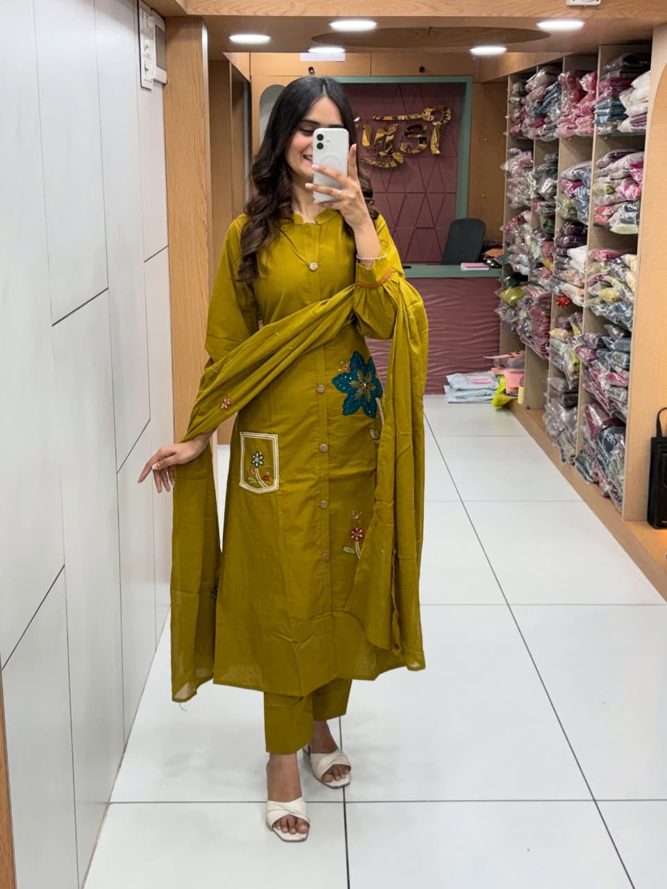 Women’s Premium Cotton Flex Embroidered Kurti Pant Dupatta Set | Elegant Summer Ethnic Wear