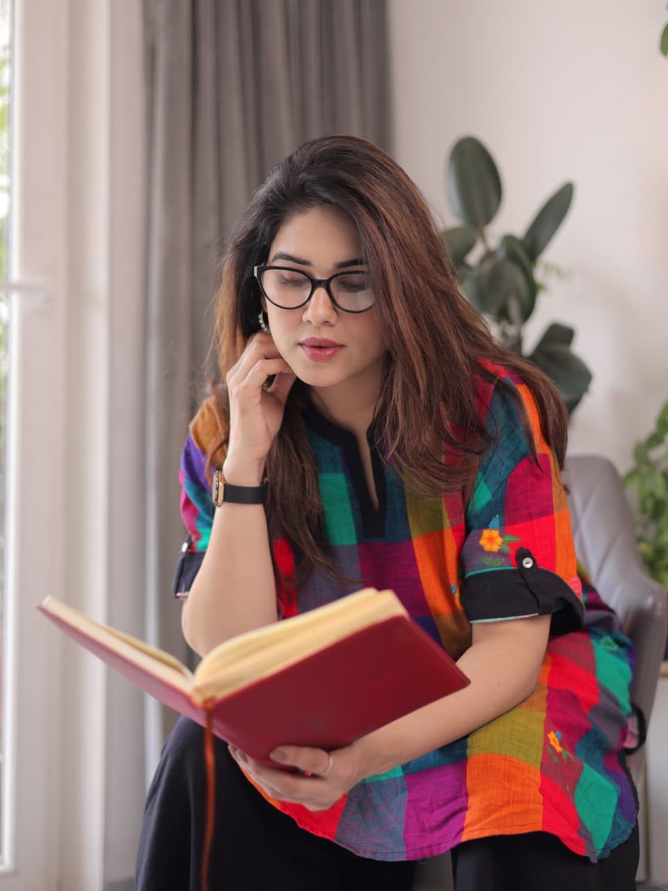 Women’s Premium Mul Cotton Madrasi Checks A-Line Kurti Palazzo Set | Casual & Office Wear